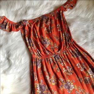 American Eagle orange floral off the shoulder vest